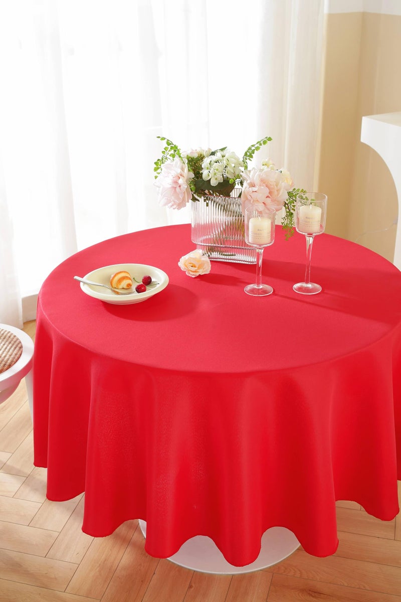 Craft And Party Round Tablecloth, 120 Inch Red Tablecloth, Polyester Fabric Washable Table Cloth for Home, Party, Wedding or Restaurant Use. - Image 5